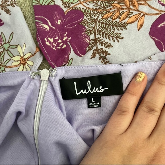 Lulus Fleur-Evermore Lavender Floral Print Ruffled Midi Dress - Picture 4 of 4